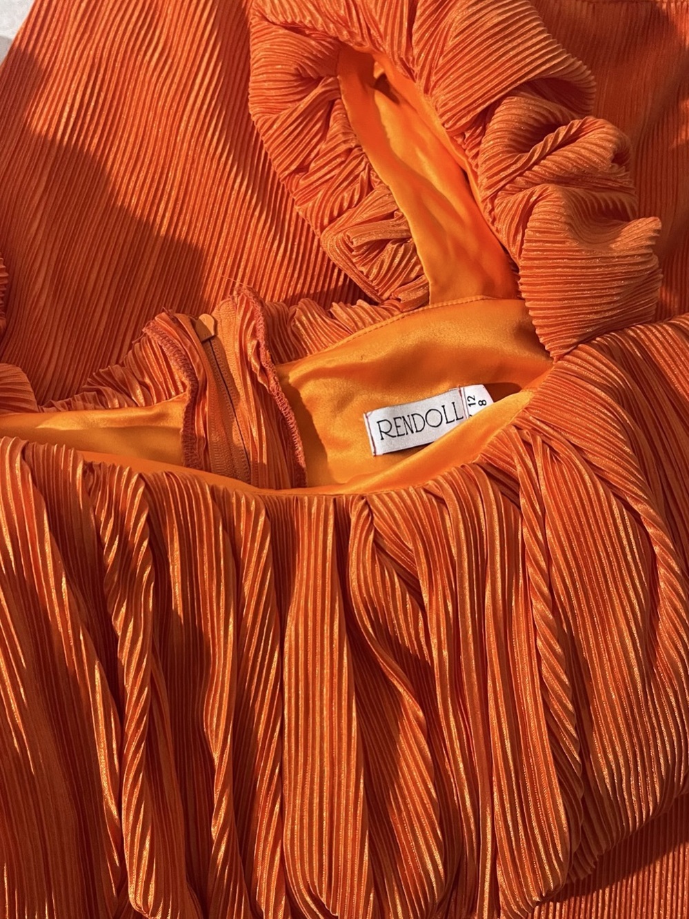 Rendoll Orange Pleated Ruffle Mini Two Piece Set - Picture 3 of 6